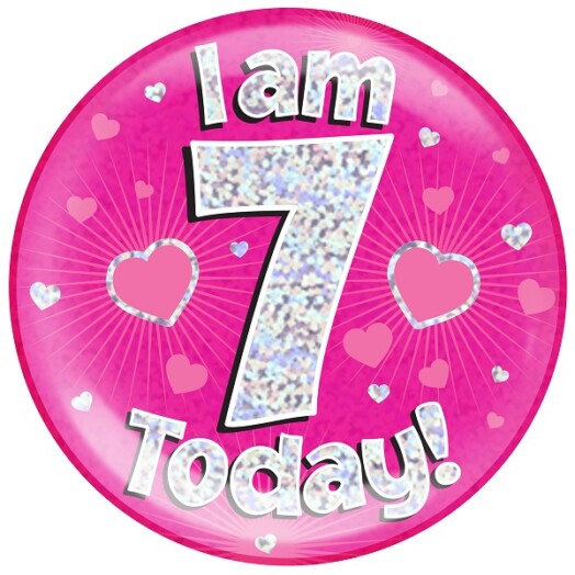 Pink Holographic 7 Today Jumbo Badge