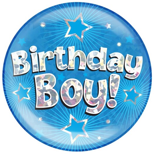 Blue Holographic Birthday Boy Jumbo Badge