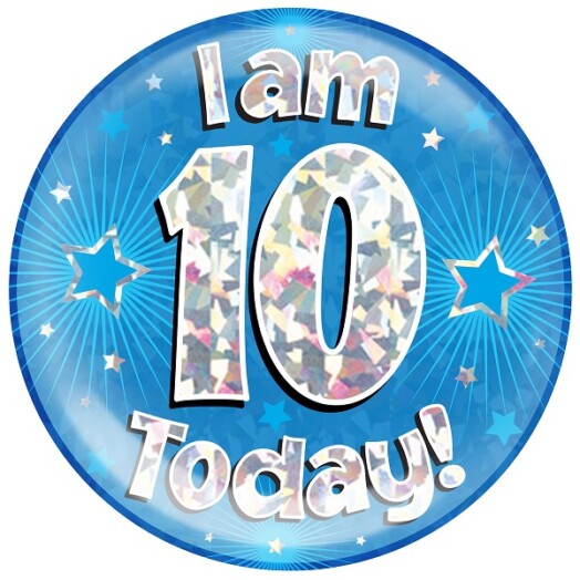 Blue Holographic 10 Today Jumbo Badge