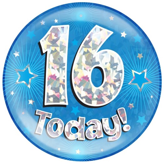 Blue Holographic 16 Today Jumbo Badge