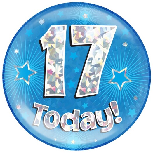 Blue Holographic 17 Today Jumbo Badge