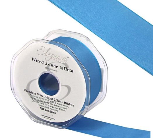 25mm Eleganza Wired Edge Premium Taffeta Ice Blue