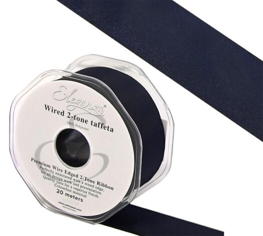 25mm Eleganza Wired Edge Premium Taffeta Midnight Blue