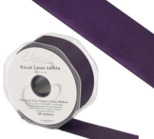 25mm Eleganza Wired Edge Premium Taffeta Grape