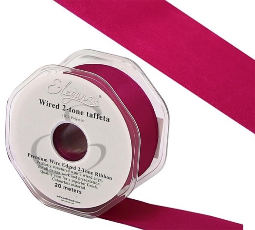 25mm Eleganza Wired Edge Premium Taffeta Magenta