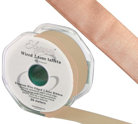 25mm Eleganza Wired Edge Premium Taffeta Rose Gold