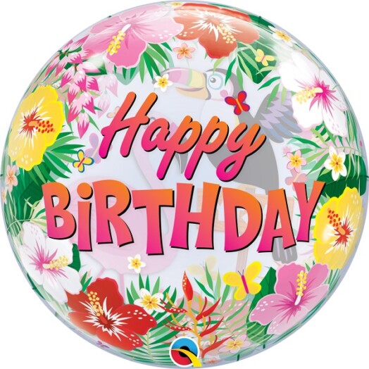 22" Tropical Birthday Party Bubble Balloon