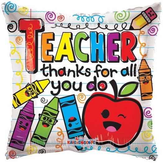 18 Inch Teacher Thanks for All You Do Foil Balloon