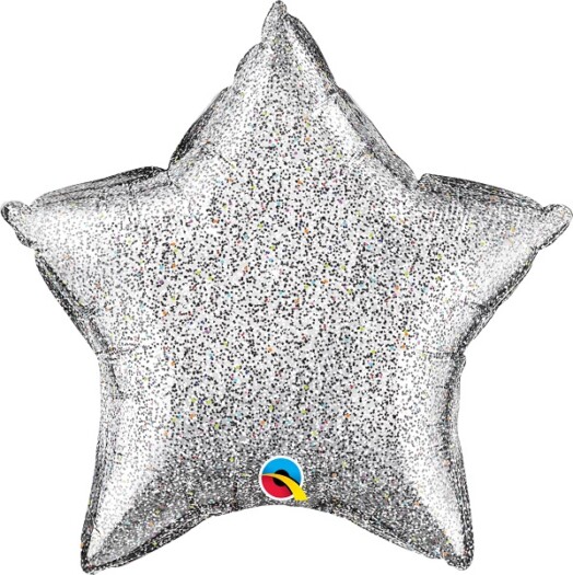 Unpackaged 20" Glittergraphic Star Foil Balloon - Silver