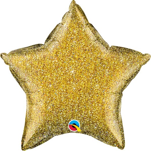 Unpackaged 20" Glittergraphic Star Foil Balloon - Gold