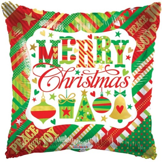 18" Merry Christmas Pillow Foil Balloon