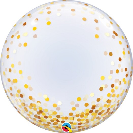 24" Deco Bubble - Gold Confetti Dots Balloon