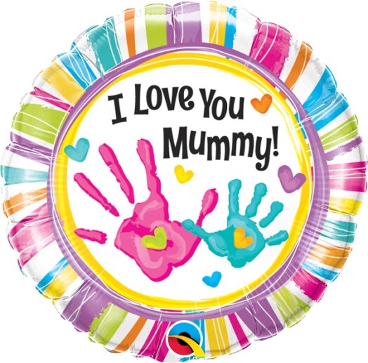 18" I Love You Mummy Handprints Foil Balloon