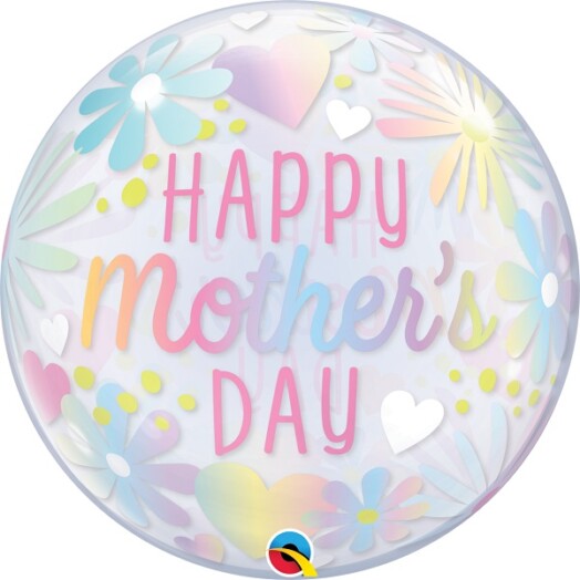 22" Mother's Day Floral Pastel Bubble Balloon