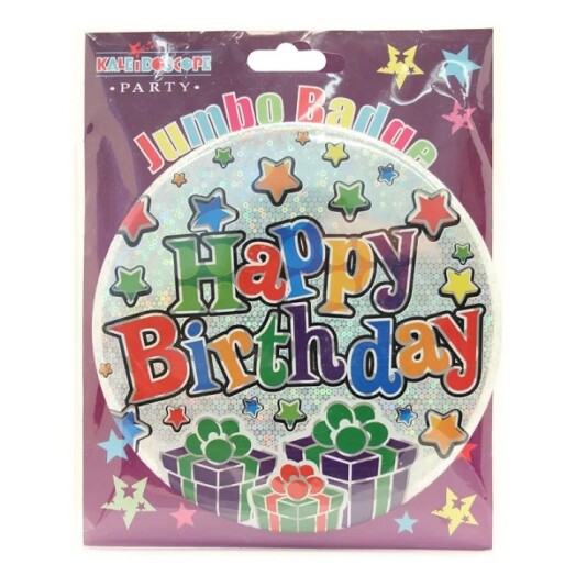 Holographic Happy Birthday Jumbo Badge