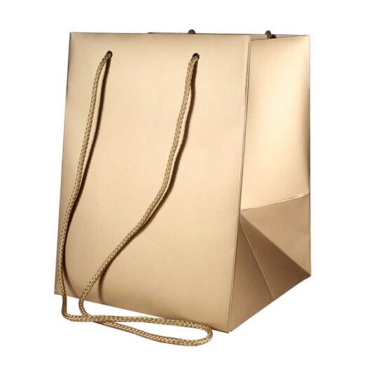 19x25cm Hand Tie Bag 10pk Metallic Gold