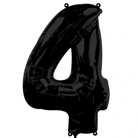 Large Black Number 4 Foil Balloon