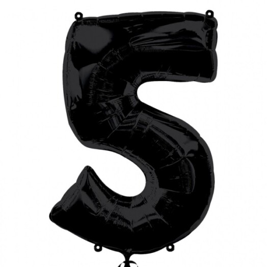 Large Black Number 5 Foil Balloon