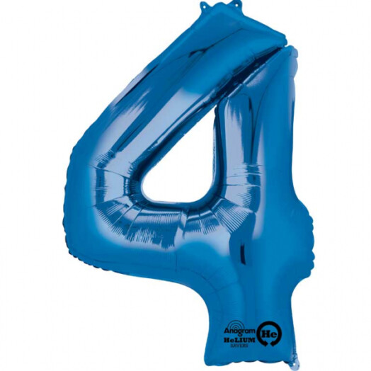 Large Blue Number 4 Foil Balloon