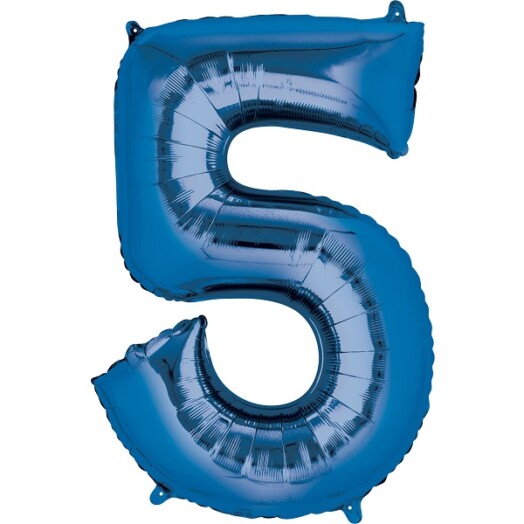 16" Mini Shape Number Balloon 5 - Blue