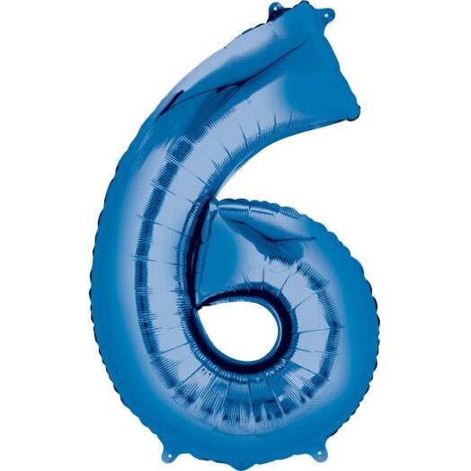 16" Mini Shape Number Balloon 6 - Blue