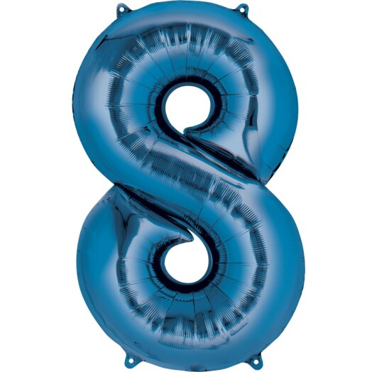 16" Mini Shape Number Balloon 8 - Blue