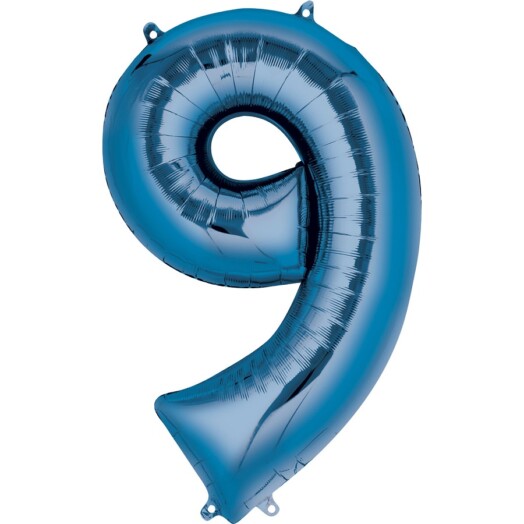 16" Mini Shape Number Balloon 9 - Blue