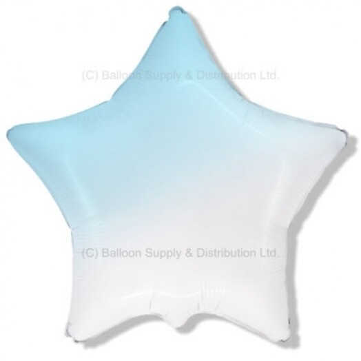 Unpackaged 18" Gradient White & Baby Blue Star Foil Balloon