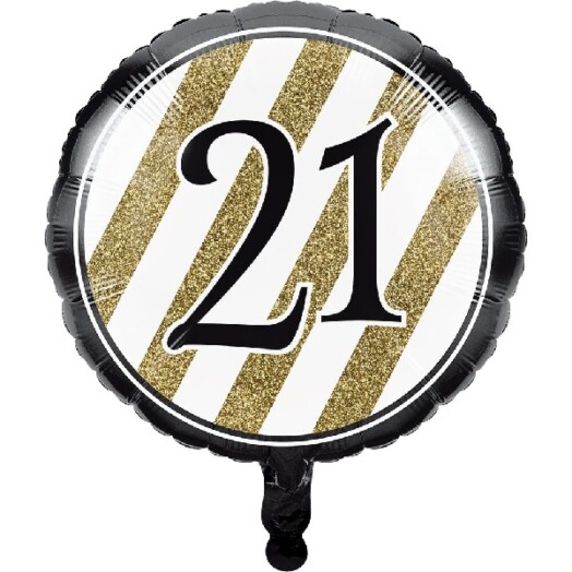 17" Black & Gold 21st Foil Balloon