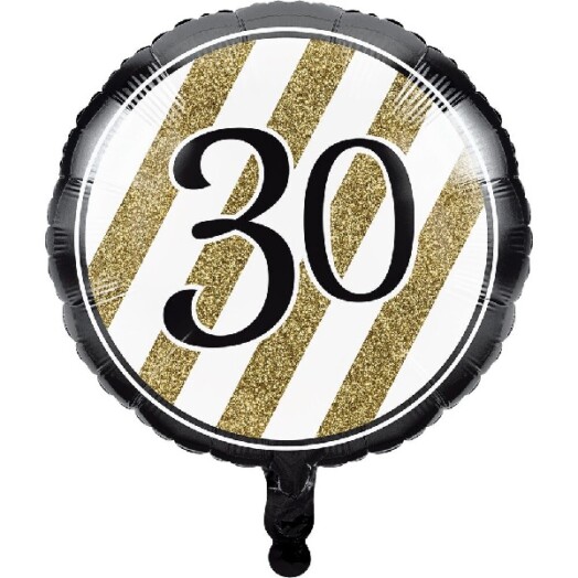 17" Black & Gold 30th Foil Balloon