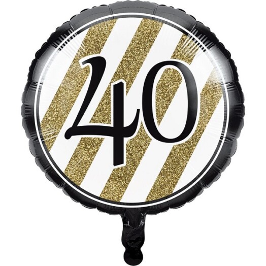 17" Black & Gold 40th Foil Balloon