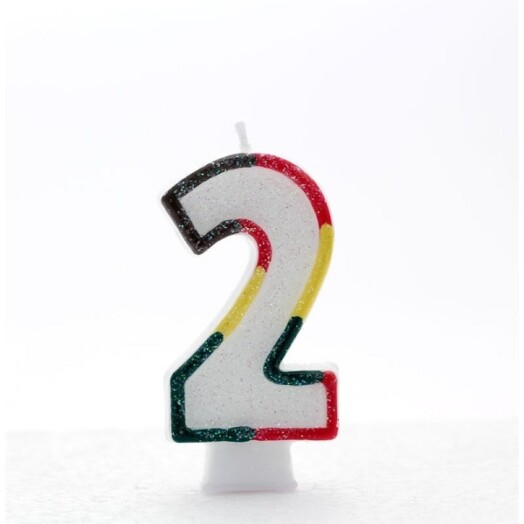 Age 2 Multi Coloured Number Candle