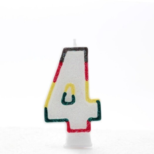 Age 4 Multi Coloured Number Candle