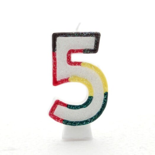 Age 5 Multi Coloured Number Candle