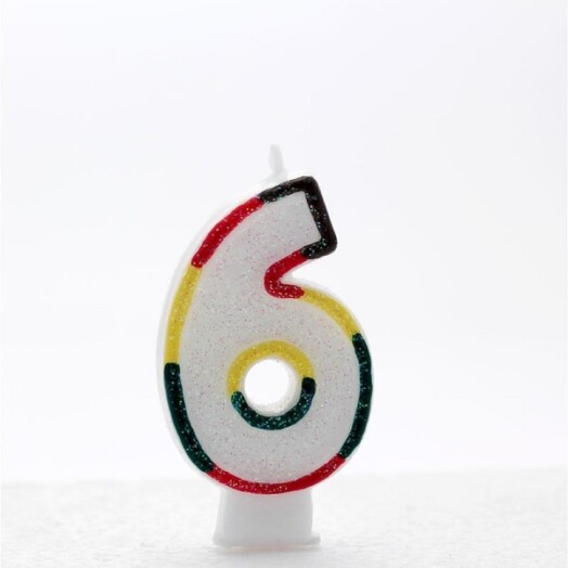 Age 6 Multi Coloured Number Candle