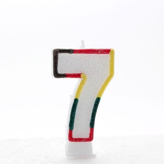 Age 7 Multi Coloured Number Candle