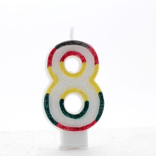 Age 8 Multi Coloured Number Candle