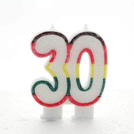 Age 30 Multi Coloured Number Candle