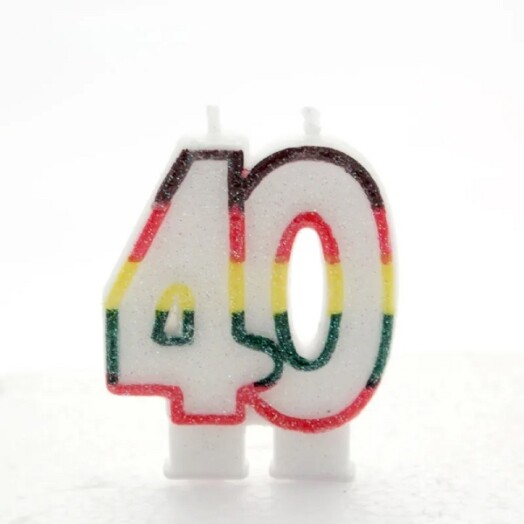 Age 40 Multi Coloured Number Candle