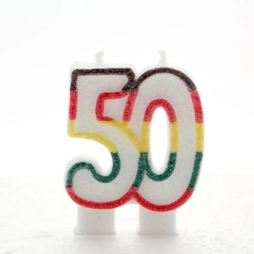 Age 50 Multi Coloured Number Candle