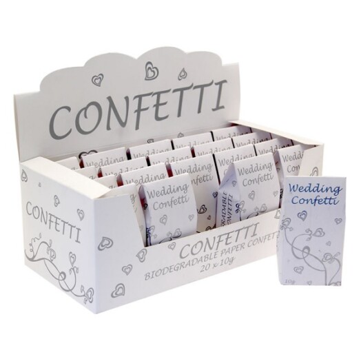 Display Box of 20 White & Silver Bio Confetti