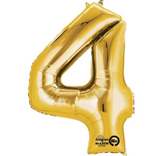 Large Gold Number 4 Foil Balloon