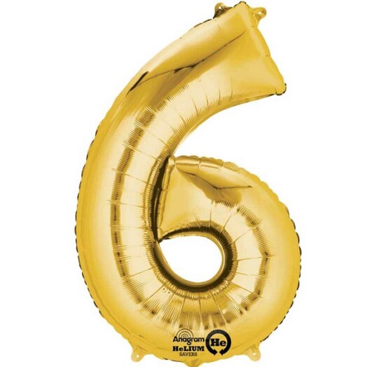 Large Gold Number 6 Foil Balloon