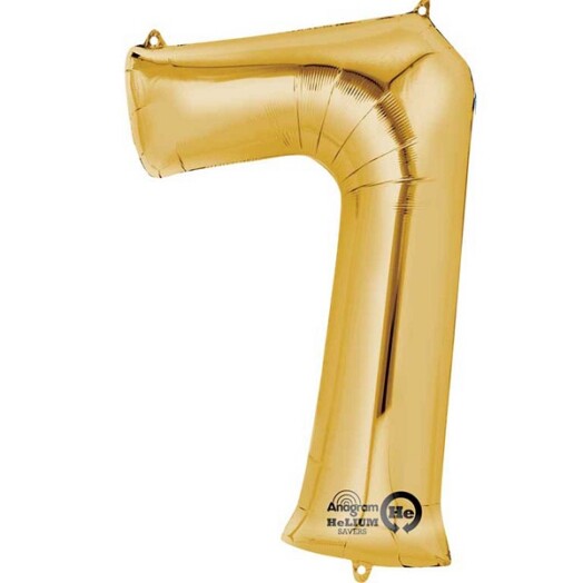 Large Gold Number 7 Foil Balloon