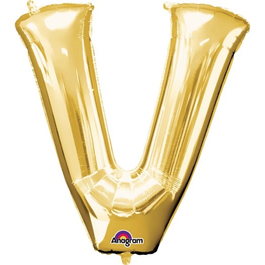 Large Gold Letter V Foil Balloon