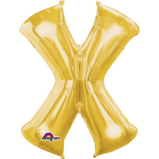 16" Mini Shape Letter Balloon X - Gold