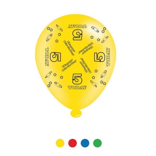 Pack of 8 Age 5 Latex Balloons