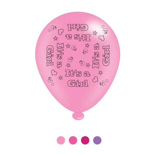 Pack of 8 It's A Girl Latex Balloons