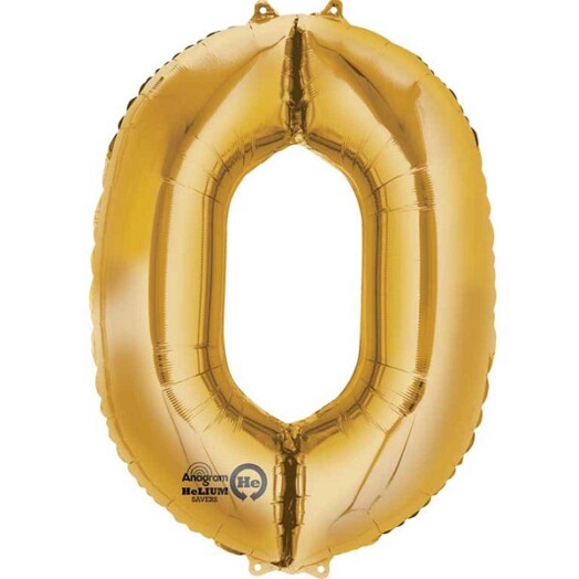 Large Gold Number 0 Foil Balloon