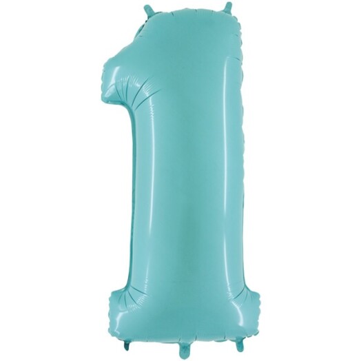 40 Inch Pastel Blue Number 1 Foil Balloon